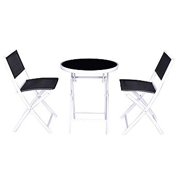 Costway 3 pc Folding Bistro Table Chairs Set Garden Backyard Patio Furniture