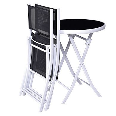 Costway 3 PCS Folding Bistro Table Chairs Set Garden Backyard Patio Furniture
