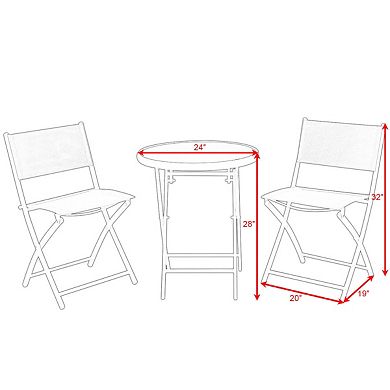 Costway 3 PCS Folding Bistro Table Chairs Set Garden Backyard Patio Furniture