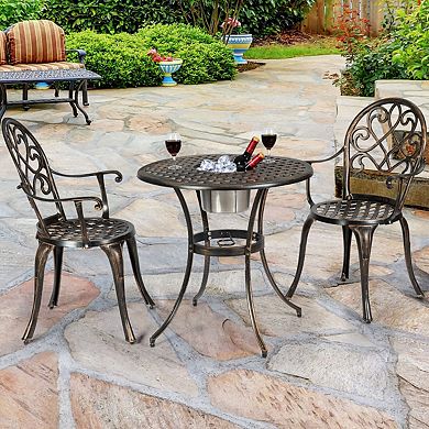 Costway 3PCS Patio Dining Set Aluminum Bistro Attached Removable Ice Bucket