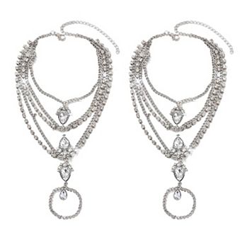 Sparkling Crystal Toe Ring and Anklet Set