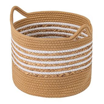 Woven Storage Basket for Blankets and Clothes Organizer Bin with Handles for Living Room