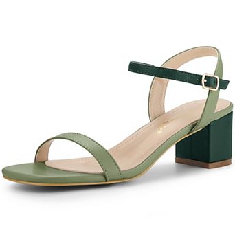 Women's Slingback Buckle Square Toe Chunky Heel Sandals