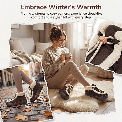 Women's Warm Ankle Boot Adjustable Drawstring Flat Snow Boots for Winter Comfort and Style