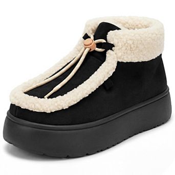 Women's Warm Ankle Boot Adjustable Drawstring Flat Snow Boots for Winter Comfort and Style
