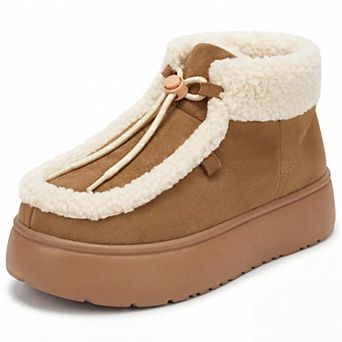 Women's Warm Ankle Boot Adjustable Drawstring Flat Snow Boots for Winter Comfort and Style