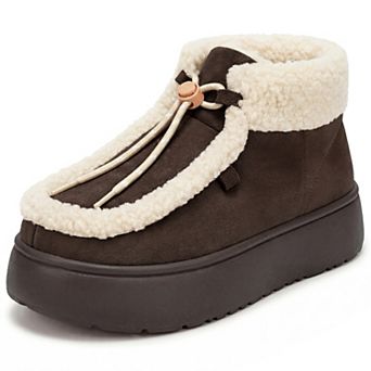 Women's Warm Ankle Boot Adjustable Drawstring Flat Snow Boots for Winter Comfort and Style