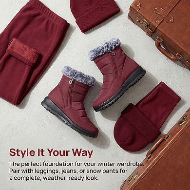 Women's Warm Mid-Calf Boots Side Zipper Flat Snow Boots