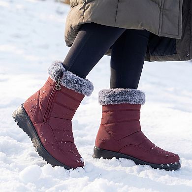 Women's Warm Mid-Calf Boots Side Zipper Flat Snow Boots