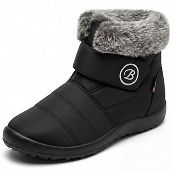 Women's Warm Ankle Boots Hook-And-Loop Closure Flat Snow Boots
