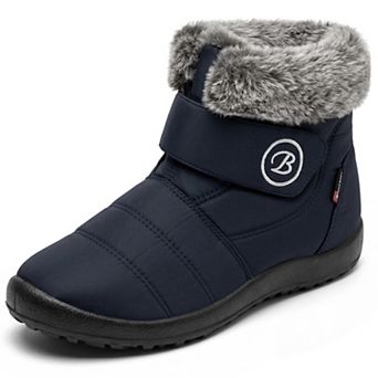 Women's Warm Ankle Boots Hook-And-Loop Closure Flat Snow Boots
