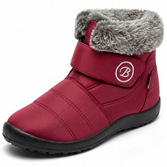 Women's Warm Ankle Boots Hook-And-Loop Closure Flat Snow Boots