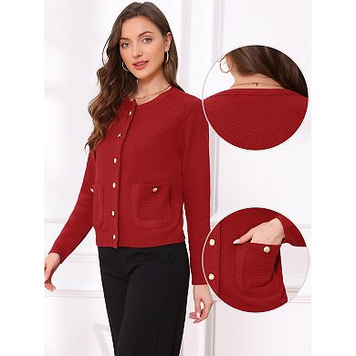 2 Packs Open Front Sweater for Women's Collarless Button Down Business Casual Chunky Knit Cardigans