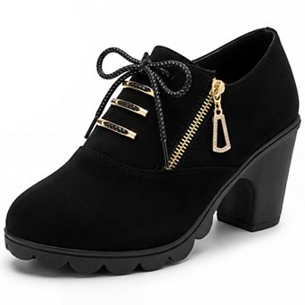 Women's Lace-up Ankle Boots Side Zipper Block Heel Boots