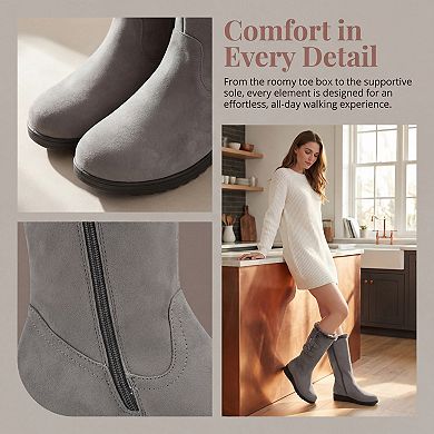 Women's Snow Double Buckle Flat Warm Mid-Calf Boots