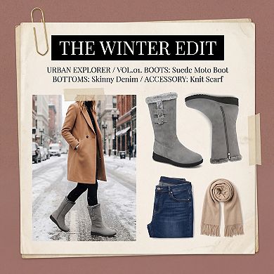 Women's Snow Double Buckle Flat Warm Mid-Calf Boots