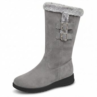Women's Snow Double Buckle Flat Warm Mid-Calf Boots