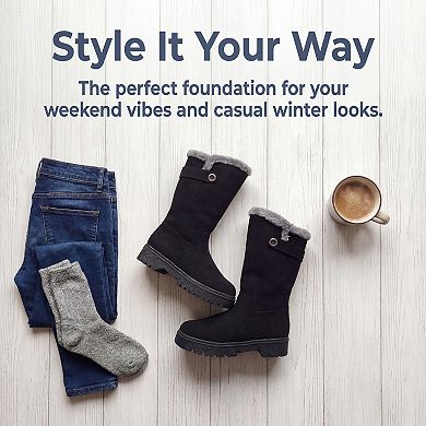 Women's Bukcle Warm Block Heel Snow Mid-Calf Boots