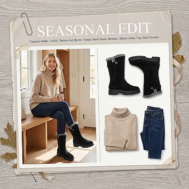 Women's Bukcle Warm Block Heel Snow Mid-Calf Boots