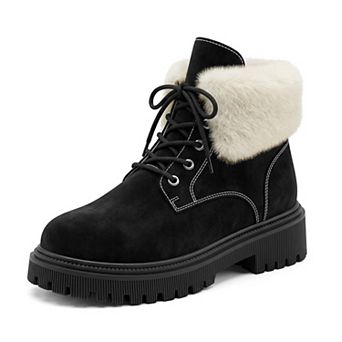 Women's Lace-up Ankle Boots Warm Block Heel Snow Boots