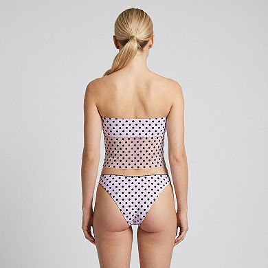 Women's Polka Dot 2-Piece Tankini Swimsuit Set with Adjustable Halter Strap and Mid Rise Bottom