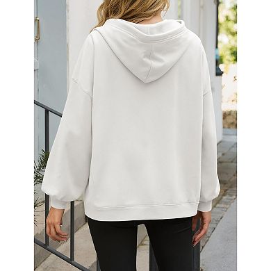Women's Oversized Hoodie Long Sleeve Casual Sweatshirt with Kangaroo Pocket & Side Slit