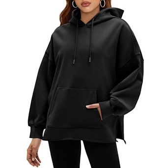 Women's Oversized Hoodie Long Sleeve Casual Sweatshirt with Kangaroo Pocket & Side Slit