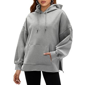 Women's Oversized Hoodie Long Sleeve Casual Sweatshirt with Kangaroo Pocket & Side Slit
