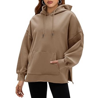 Women's Oversized Hoodie Long Sleeve Casual Sweatshirt with Kangaroo Pocket & Side Slit