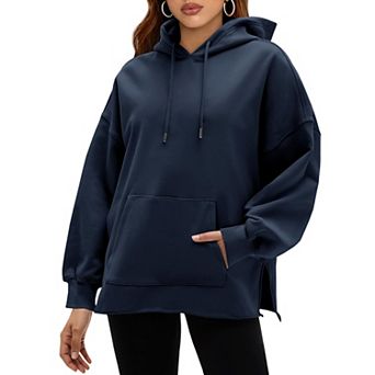 Women's Oversized Hoodie Long Sleeve Casual Sweatshirt with Kangaroo Pocket & Side Slit