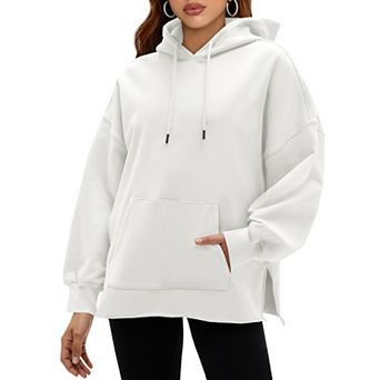 Women's Oversized Hoodie Long Sleeve Casual Sweatshirt with Kangaroo Pocket & Side Slit
