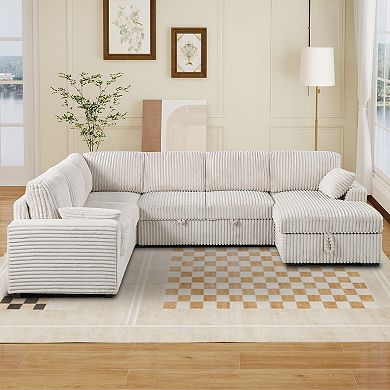 116.5'' Modular Sectional Sofa With Pull - Out Bed & Storage Chaise