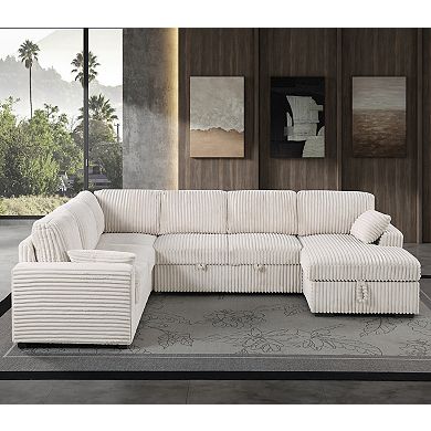 116.5'' Modular Sectional Sofa With Pull - Out Bed & Storage Chaise