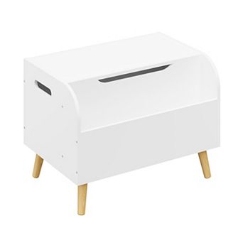 KWPZQEB Wooden Toy Box Chest, Toy Storage Organizer with Front Bookshelf for Playroom, White