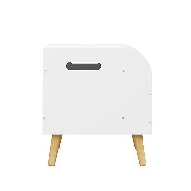 KWPZQEB Wooden Toy Box Chest, Toy Storage Organizer with Front Bookshelf for Playroom, White