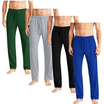 Mens 4 Pack Soft Pajama Pants Open Bottom