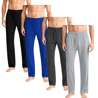 Mens 4 Pack Soft Pajama Pants Open Bottom