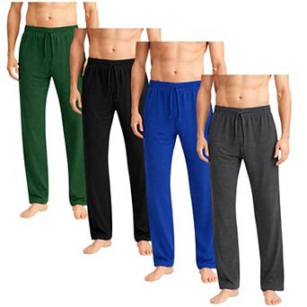 Mens 4 Pack Soft Pajama Pants Open Bottom