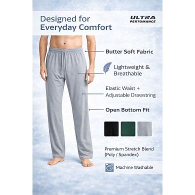Mens 3 Pack Soft Pajama Pants Open Bottom
