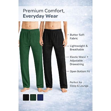 Mens 3 Pack Soft Pajama Pants Open Bottom