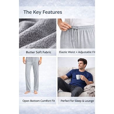 Mens 3 Pack Soft Pajama Pants Open Bottom