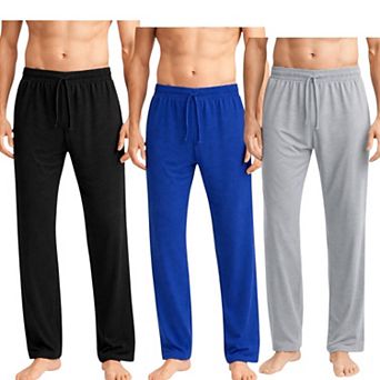 Mens 3 Pack Soft Pajama Pants Open Bottom