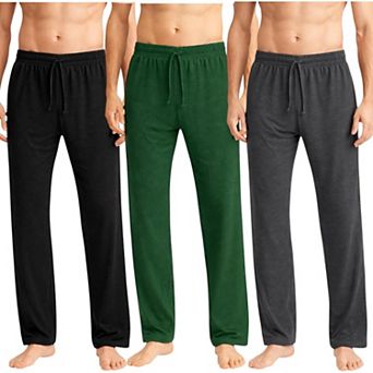 Mens 3 Pack Soft Pajama Pants Open Bottom