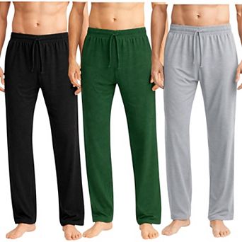 Mens 3 Pack Soft Pajama Pants Open Bottom