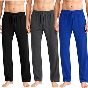 Mens 3 Pack Soft Pajama Pants Open Bottom