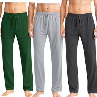 Mens 3 Pack Soft Pajama Pants Open Bottom