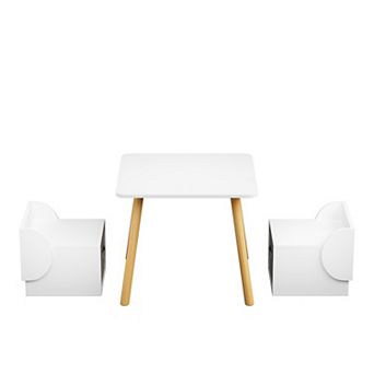 KWPZQEB Wooden Activity Play Table and 2 Chair, Children Furniture for Playroom & Bedroom