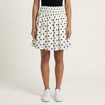 Women's Polka Dot A Line Skirt Smocked High Waist Flowy Lightweight Casual Mini Skirt