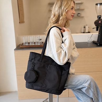 Large Capacity Tote Bag with Zip Closure Spacious Shoulder Bag Lightweight Daily Bag