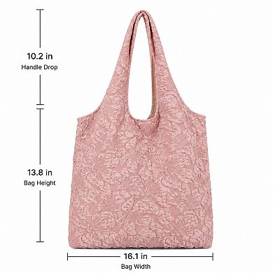 Floral Pattern Shoulder Tote Bags Lightweight Foldable Daily Bag for Women
